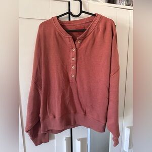 American Eagle Outfitters Women's Henley Sweatshirt - Rust